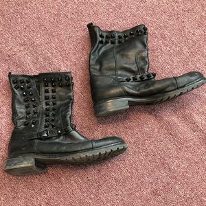 ZARA Studded Leather Moto Boots